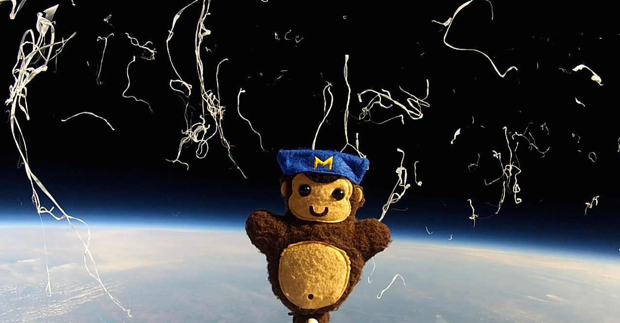 Freddie at near-space altitude with balloon debris